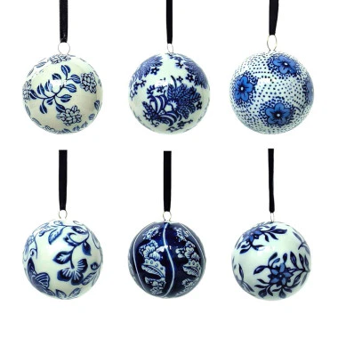 Silver Swirl with Sequins Glass Balls – Set of 6