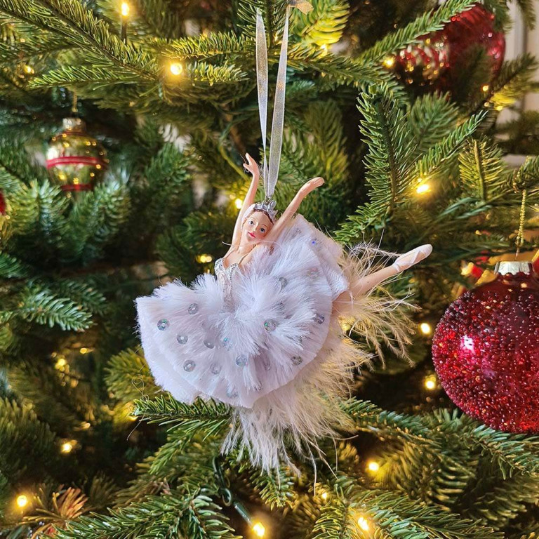 White Fluffy Dress Ballerina Christmas Ornament