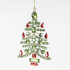 Red/Green Rhinestone Christmas Tree Ornament