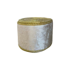 White Velvet Gold Rim Ribbon 63mm Wide – 9m Roll