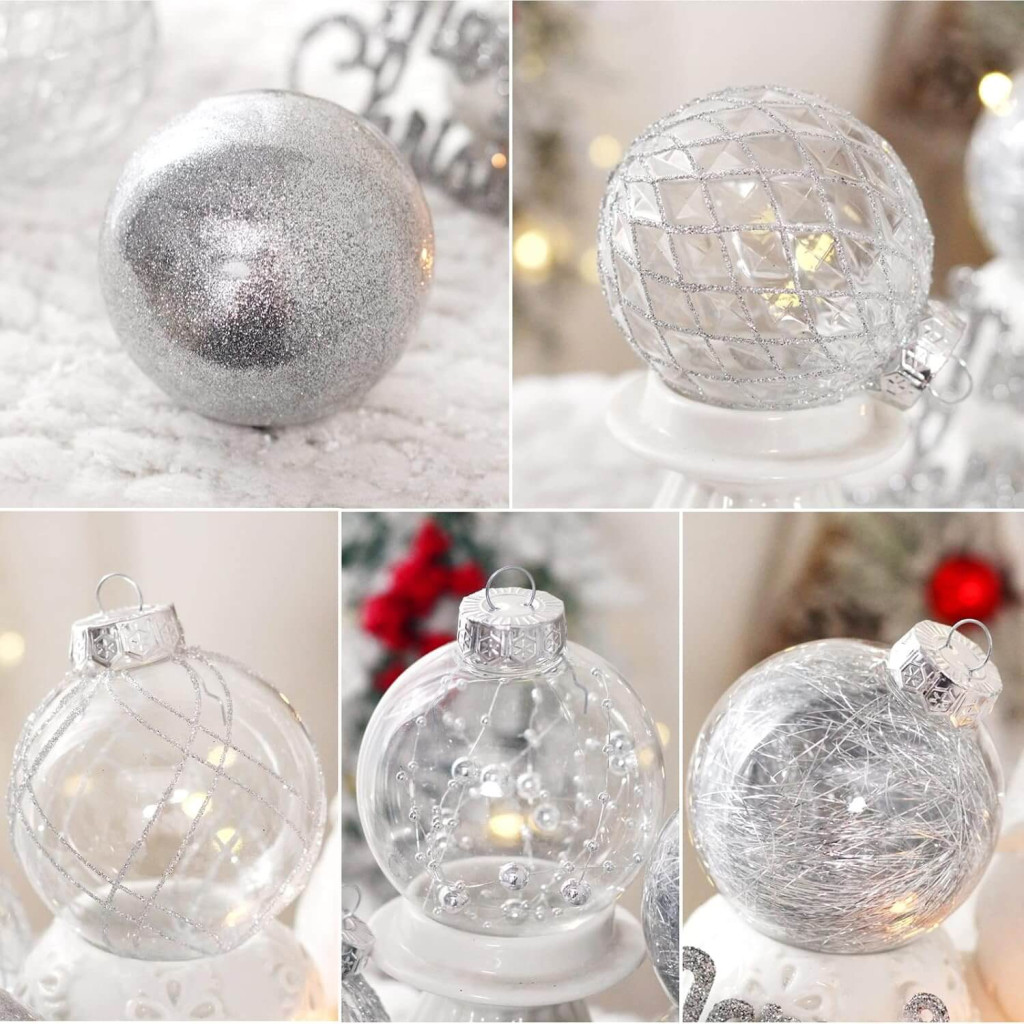 Set of 30 Clear and Silver Shatterproof 6cm Baubles