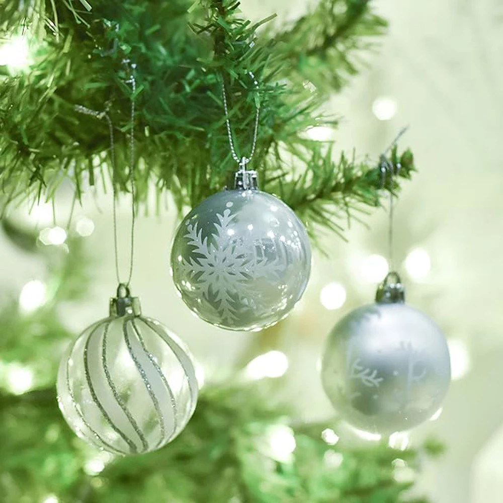 Set of 9 Clear & Silver Shatterproof Baubles