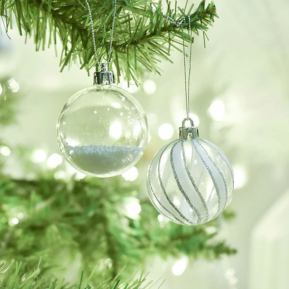 Set of 9 Clear & Silver Shatterproof Baubles
