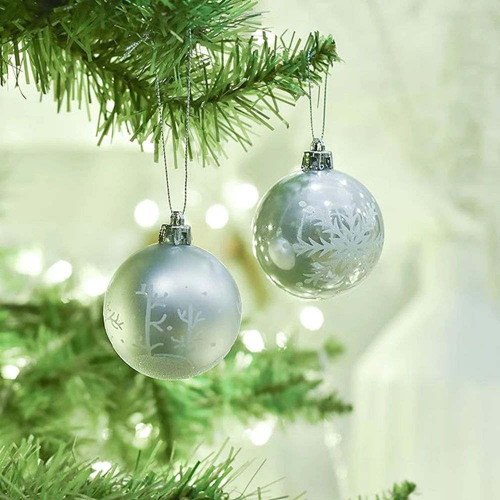 Set of 9 Clear & Silver Shatterproof Baubles
