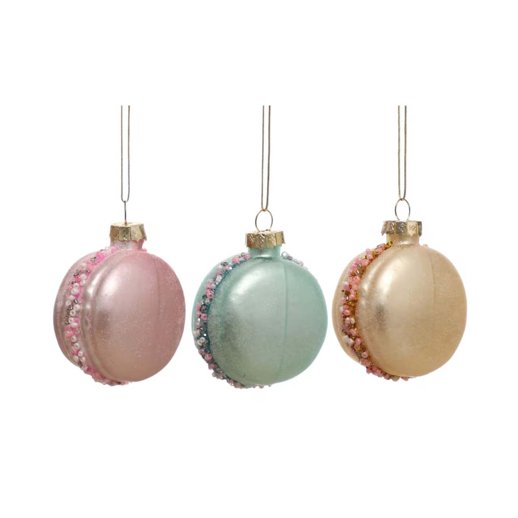 Glass Macaron Ornament in Multiple Colors
