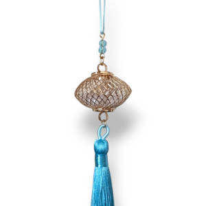 Lantern Charm with Light Blue Tassel 18cm