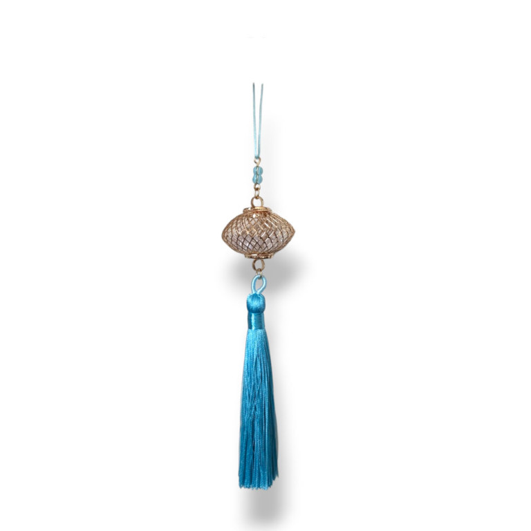 Lantern Charm with Light Blue Tassel 18cm