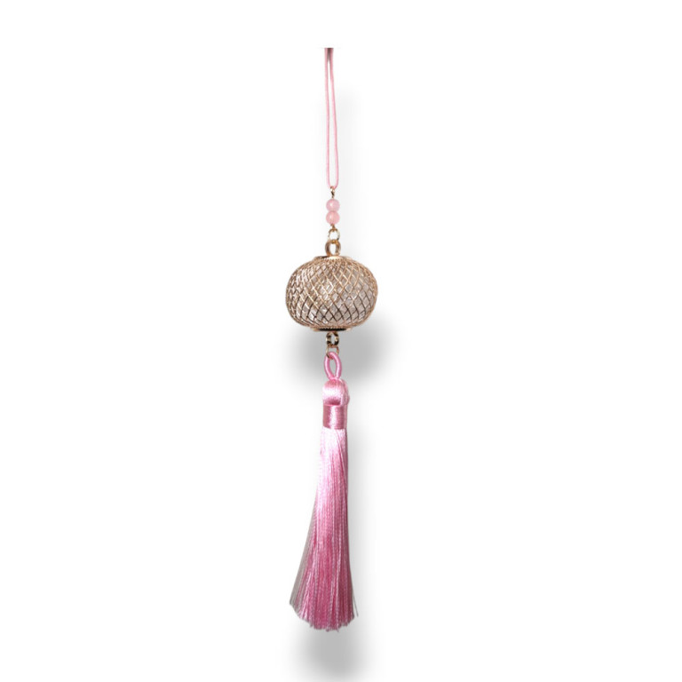 Lantern Charm with Pastel Pink Tassel 18cm