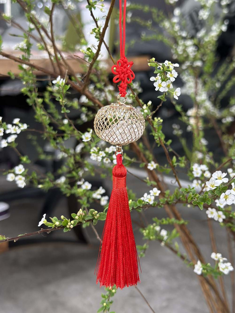 Lantern Charm with Red Tassel 18cm