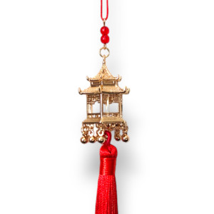 Golden Pagoda Charm with Red Tassel 18cm