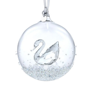 Clear Crystal Ball with Swan Ornament