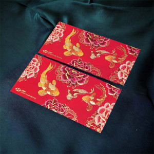 High Quality 160gsm Paper Red Packets with Koi Fish & Peonies