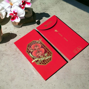 High Quality Red Packet with Lasercut Orchid Pot