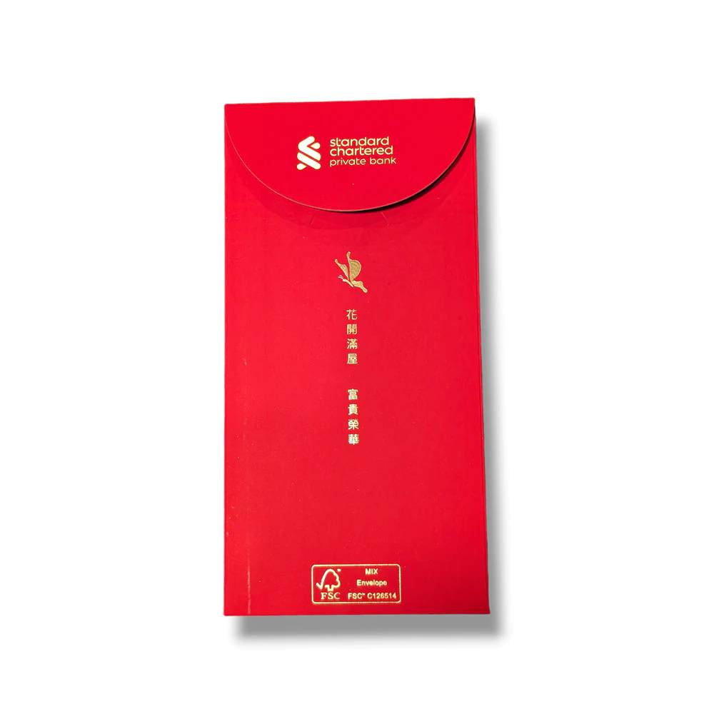 High Quality Red Packet with Lasercut Orchid Pot