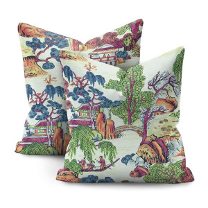 Chinoiserie Cushion Cover in Multicolor – Size 45x45cm