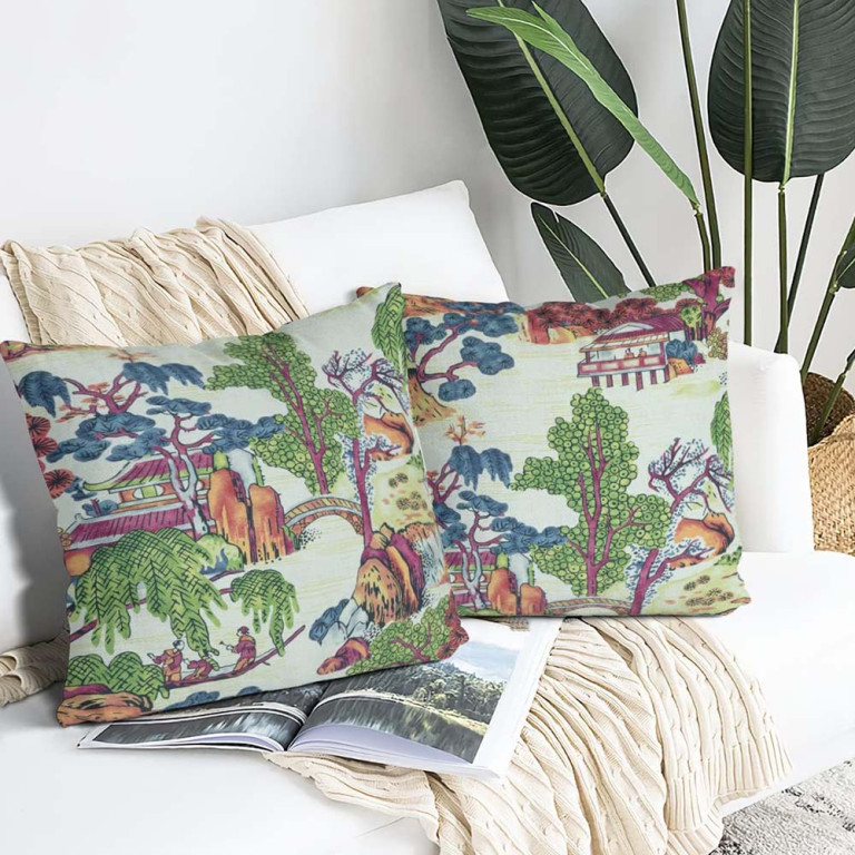 Chinoiserie Cushion Cover in Multicolor – Size 45x45cm