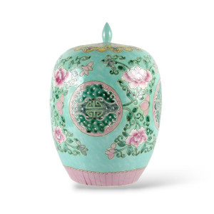 Turquoise Famille Rose Jar with Lid