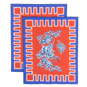 Gergei Erdei Flora Orientale Placemats in Orange & Blue – Set of 2