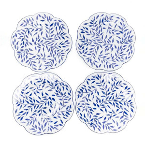 Maison Margaux Spring Leaves with Scallop Rim 21cm Plates – Set of 4