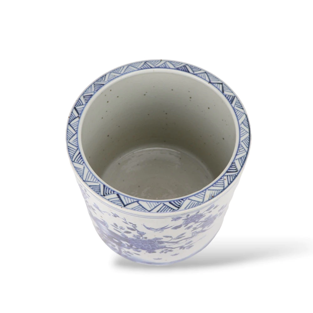 Blue White Ceramic Planter with Spring Elements