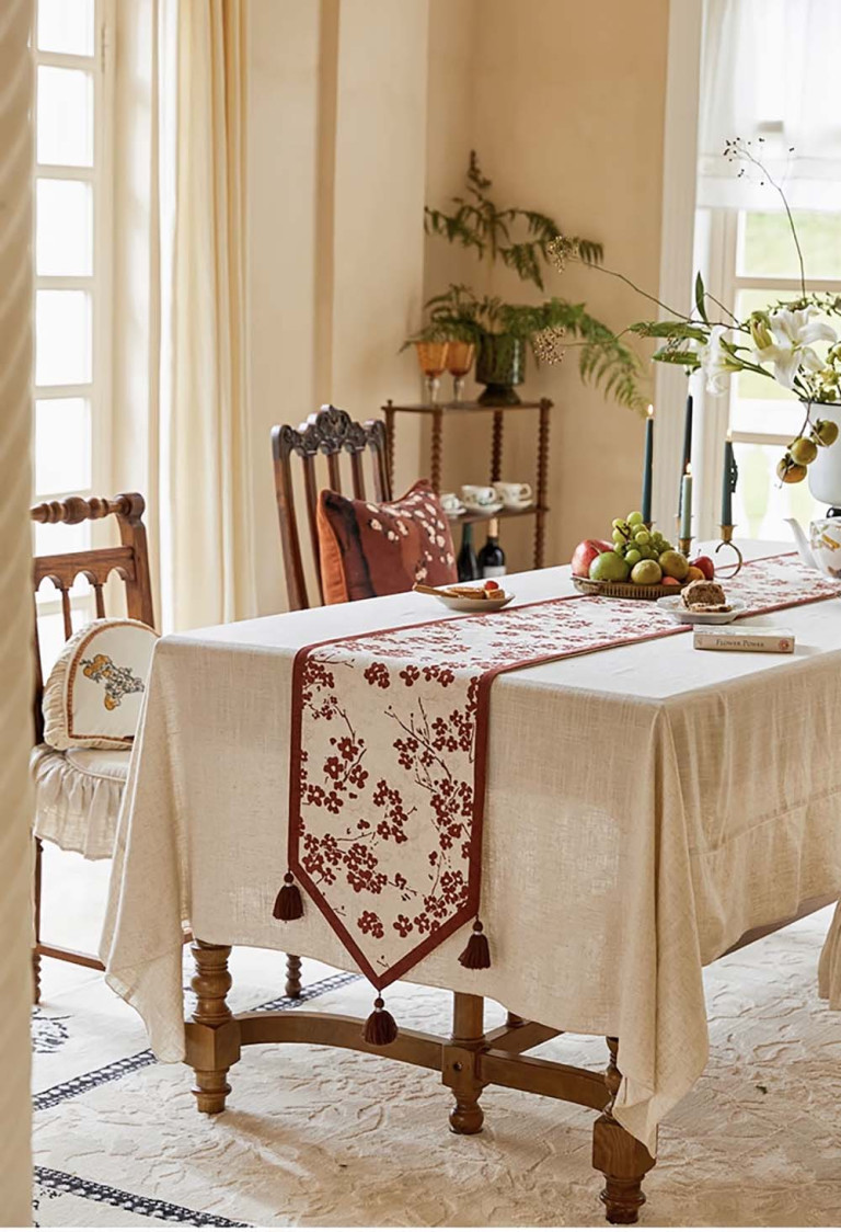 Table Runner Red Cherry Blossom