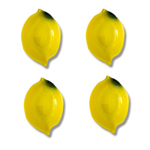 Set of 4 Yellow Lemon Glass Plates