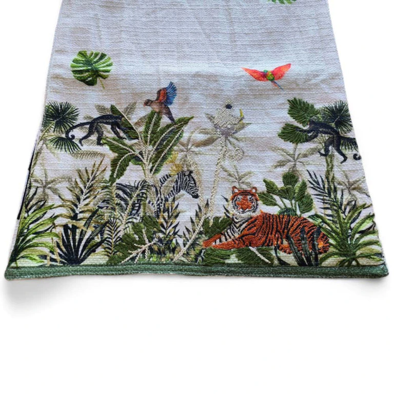 Table Runner with Tropical Jungle Embroideries – Magaschoni Home