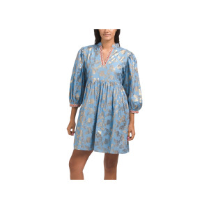 Beach Cover-up in Blue and Gold Cotton – Debbie Katz (US)
