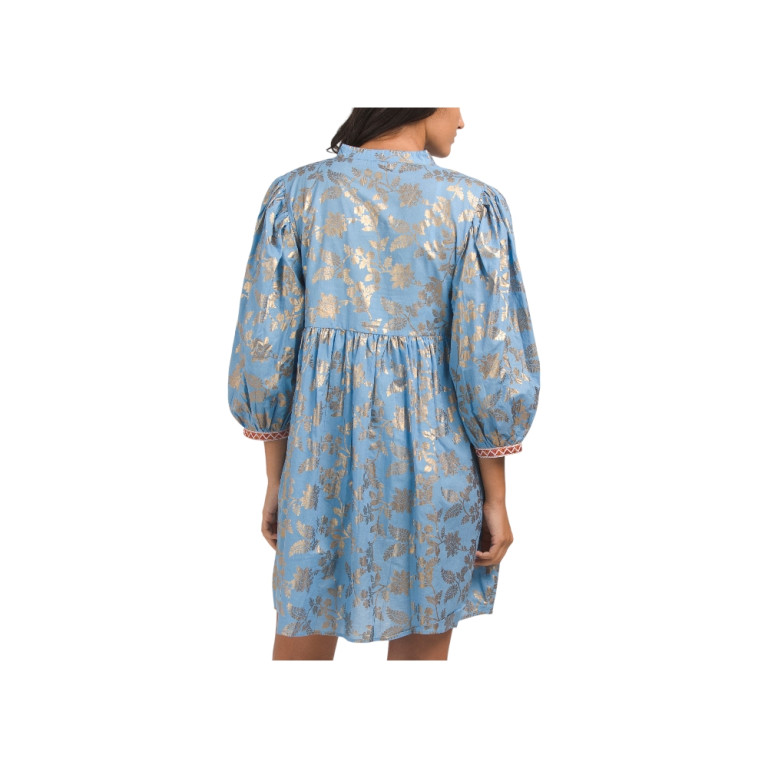 Beach Cover-up in Blue and Gold Cotton – Debbie Katz (US)