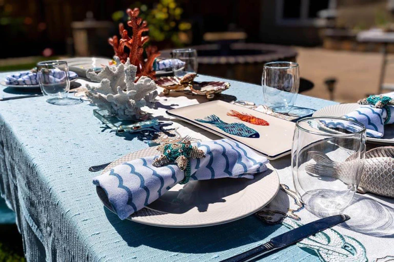 Set of 6 Cotton Napkins with Wave Print – Palm Beach Club
