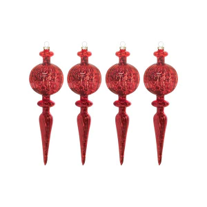 Set of 4 Mercury Glass Finial Ornament