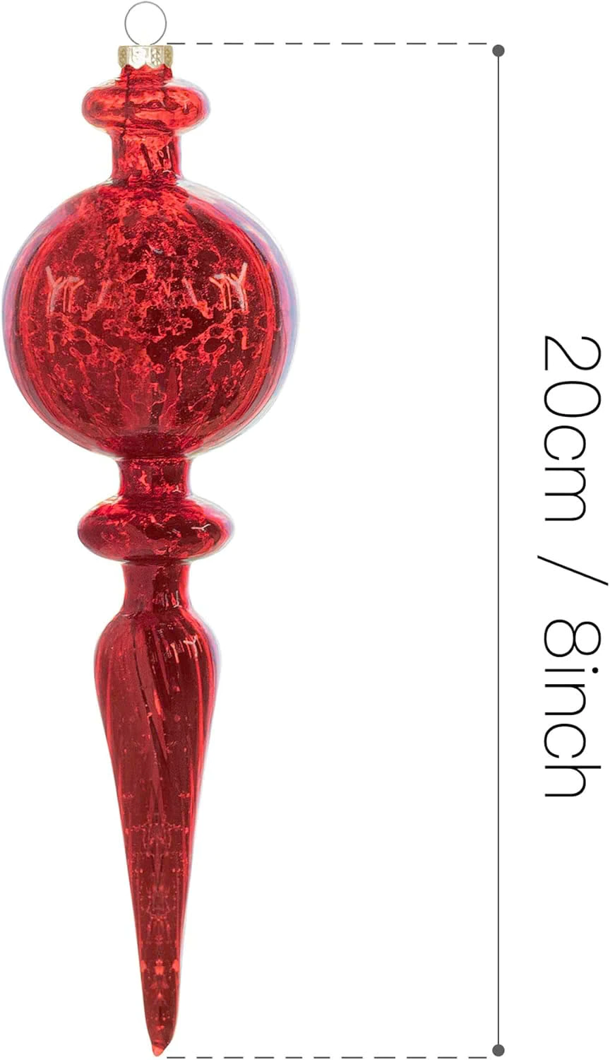 Set of 4 Mercury Glass Finial Ornament