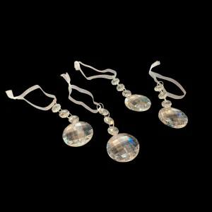 Set of 4 Clear Crystal Dewdrop Ornaments