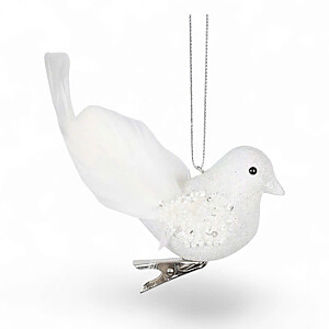 Beaded White Dove Ornament 15cm