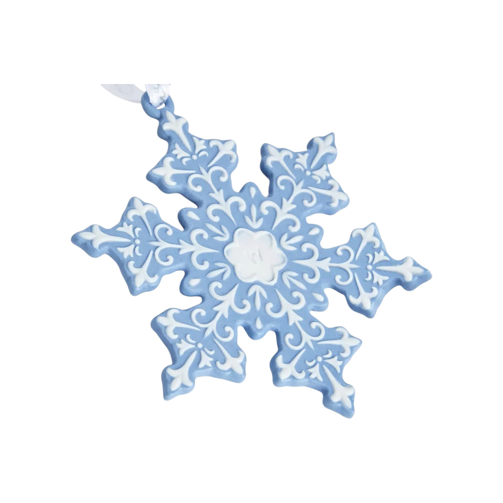 Wedgwood Blue Jasperware Porcelain Snowflake Christmas Ornament