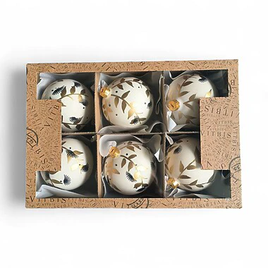 Silver Diamond Glass Ornament – Set of 6