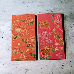 Set of 8 High Quality 200gsm Paper Red Packets with Spring Flowers