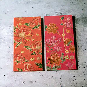 Set of 8 High Quality 200gsm Paper Red Packets with Spring Flowers