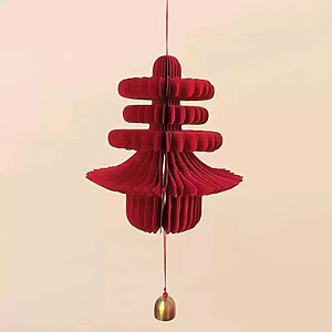 Reb Paper Spring Honeycomb Door and Wall Hanging Charm with Bell