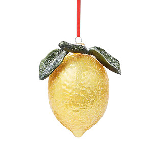 Holiday Lane Gold Glitter Glass Lemon Ornament