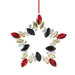 Holiday Lane Red & Black Gemstone Star Wreath Ornament