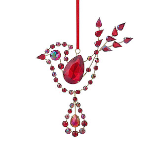 Holiday Lane Red Ruby Jeweled Bird Ornament