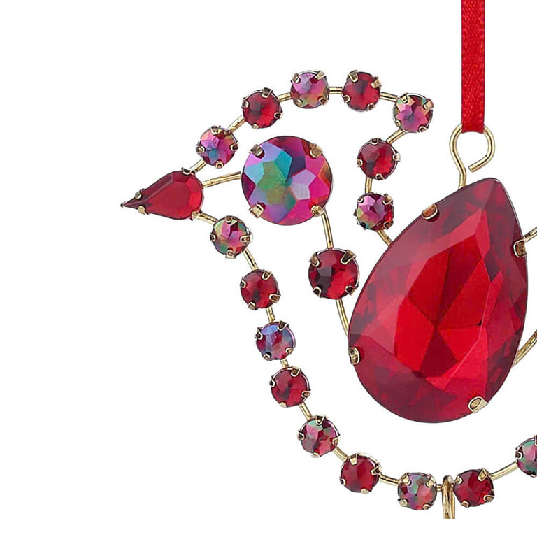 Holiday Lane Red Ruby Jeweled Bird Ornament