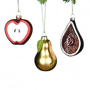 Set of 3 Glass Fruit Ornaments