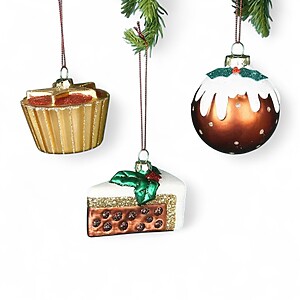 Set of 3 Glass Dessert Ornaments