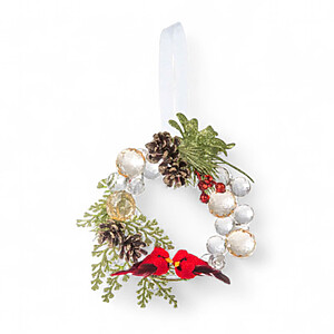Ganz Acrylic Wreath with Pine Branches and Red Birds
