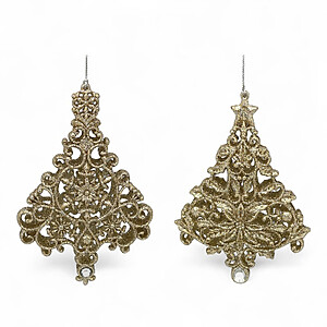 ODD-GOL-TREEDUO Set of 2 Gold Glittered Decorative Christmas Trees