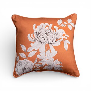 CUSH-COTTN-CHRYSANTHEMUM-a Orange Decorative Pillow Cover with Large Chrysanthemum Motif – Maison d’Hermine
