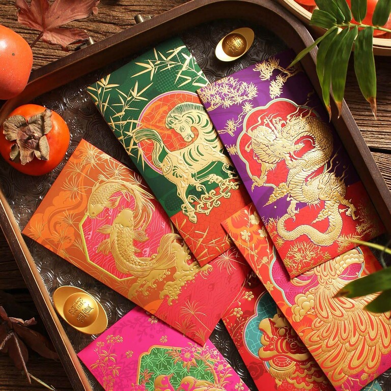 LIXI-MULTICOLOR-04f Set of 6 Multicolor Red Envelopes – 2026 Edition, 160gsm