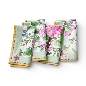 NAPK-WS-CANTONROSE-a Bộ 4 chiếc khăn ăn in hoa mẫu đơn kiểu Canton Rose
